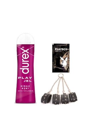Durex Kiraz Aşkı 50 Ml Jel + Siyah Deri El Ve Ayak Kelepçesi + Hediye