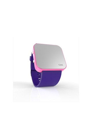 Cool Watch Saat - Pembe Led Kasa - Mor Kayış Unisex