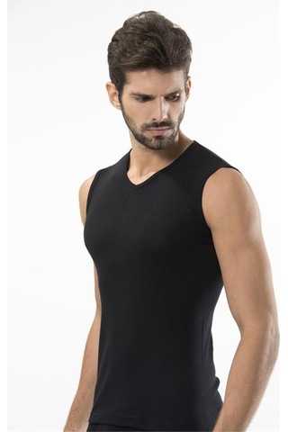 Türen 158 Spor V Yaka Erkek Atlet İkili Paket-sıyah Siyah