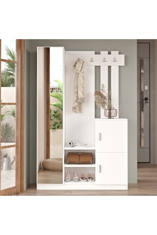 Yurudesign Roger Vestiyer Portmanto Ayakkabılık  Beyaz DD7-W