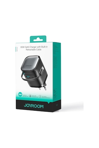 Joyroom JR-TCL02EU Gan 65 W Kablolu 2 Portlu Şarj Cihazı Siyah
