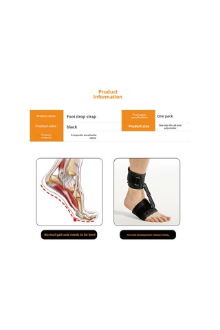 Qingmipy Ayak Aşağı Doğru Eğilmesi, İç/dış Dönmesi İçin Tutturucu, Solunumlu Rehabilitasyon Ayak托su, Ayak Tabanı Fasiyiti İçin Ayak Desteği Kemer Siyah, Tek Adet, Universal Beden, Ayarlanabilir Boyut