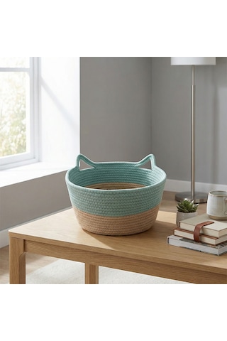 Koçtaş Kedi Kulaklı Sepet 30x18 Cm Yeşil