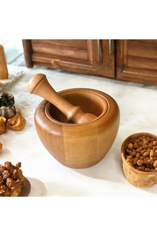 Kaf Ahşap Kayın Havan / Tarhun