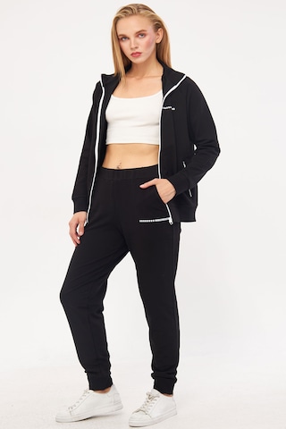 Trendhill Siyah Kadın İkiiplik Büyük Beden Eşofman Takım Edy5532b Siyah