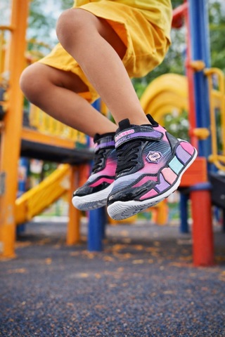 Muggo Rainbow Kalın Taban Cırtlı Ve Bağcıklı Çocuk Sneaker Spor Ayakkabı Siyah