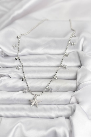 Zarif Boyunlar İçin Silver Pirinç Zirkonlu Deniz Yıldızı Kadın Kolye Standart