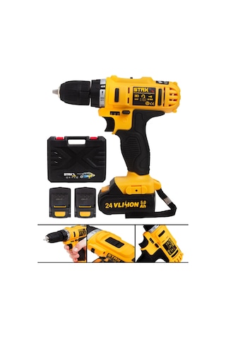Staxx Power Multi Speed BL2401 24 V Çift Akülü Şarjlı Vidalama Matkap Seti + Titanyum Uç 5'li