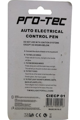 Pro-tec Oto Kontrol Kalemi Spiral Kablolu 6-12-24 V