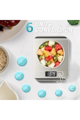 Platin Mutfak Terazisi Dijital Tartı Hassas Lcd Ekranlı 5 Kg Açık Bej