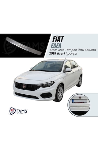 Fiat Egea Krom Arka Tampon Üstü Koruma 2015 Üzeri Yazılı Sedan P,çelik Taşlı
