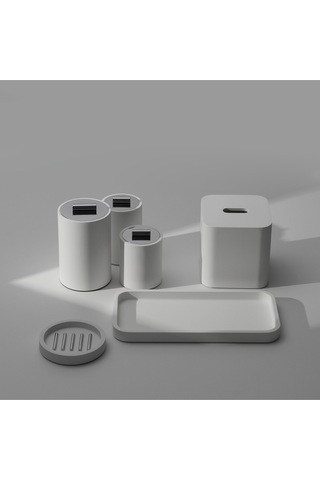 Stone Tepsi, Tezgah Üstü, 15xh2x30cm - Beyaz Beyaz