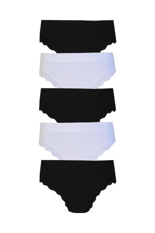 5li Kadın Pamuklu Paça Dantelli Yüksek Bel Külot İç Çamaşırı Işık 001