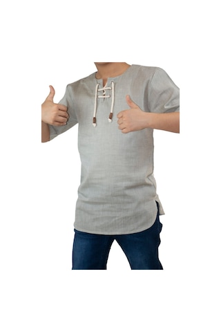 Eliş Şile Bezi Kısa Kol Şile Bezi Zımbalı Erkek Çocuk Tshirt Taş 3031