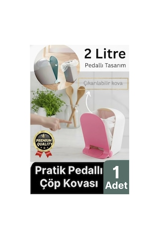 Yeni Tasarım Pratik Şık Tezgah Üstü Çocuk Odası Mutfak Wc Banyo Ayak Pedallı Çöp Kovası Kutusu 2 Lt Çok Renk