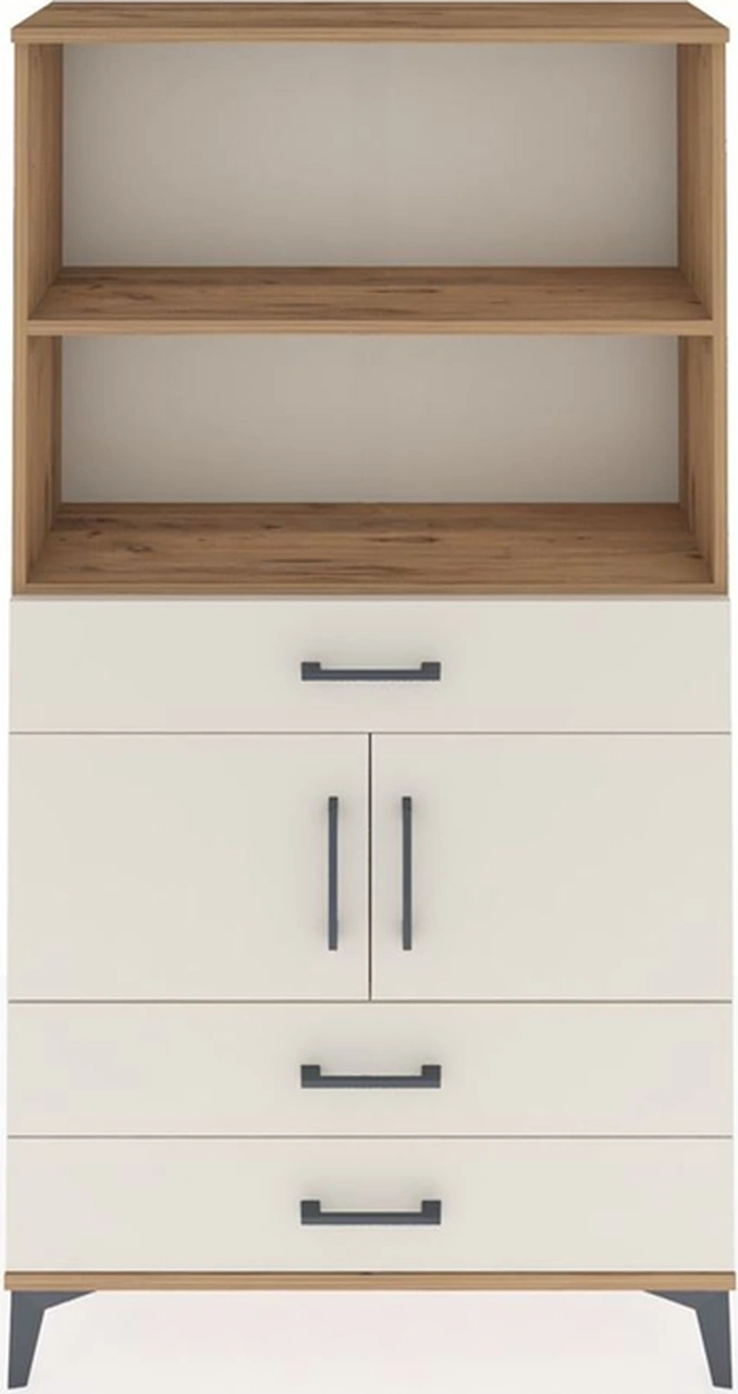 Arges Dolap 3 Raflı 3 Çekmeceli 2 Kapaklı 88x30x163 Çam-aytaşı Çam