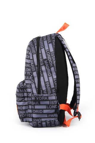 Siyah-gri Cities Ön Bölmeli Unisex Okul Çantası Siyah - Açık Gri