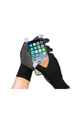 MSO Dokunmatik Hassasiyetli Silikon İç Yüzeyli Kaymaz Eldiven Siyah