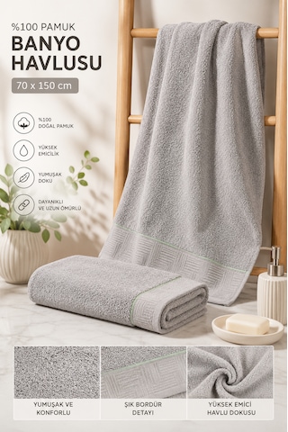 Love Home 70x150 Banyo Havlusu Gri