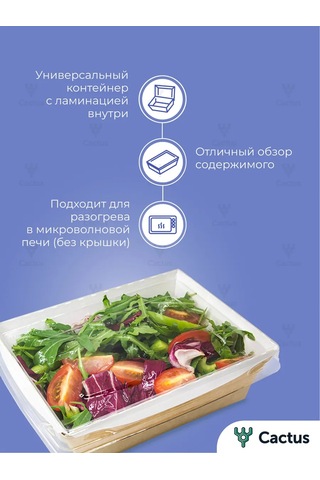 Cactus Kapaklı Tek Kullanımlık Yemek Kabı 500 Ml 391854527 100 adet