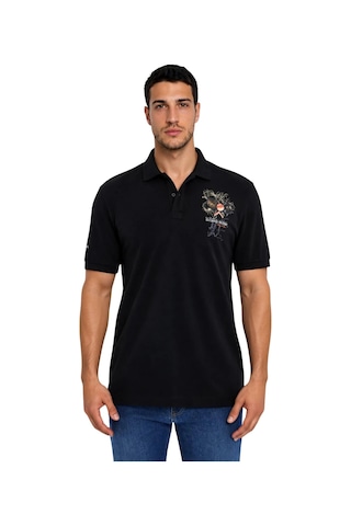 Arma Ar-ma Erkek Polo Yaka Tişört Resim Baskili Örme Kumaş Büyük Beden %100 Pamuk 30/1 Çift Toplama Penye Pike K30374870902 Siyah-s1