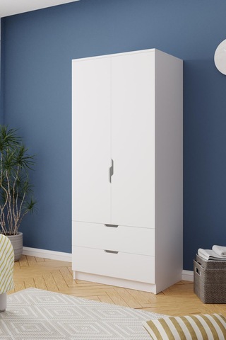Lento 2 Kapaklı 1 Askılı 2 Çekmeceli Gardırop Beyaz Beyaz