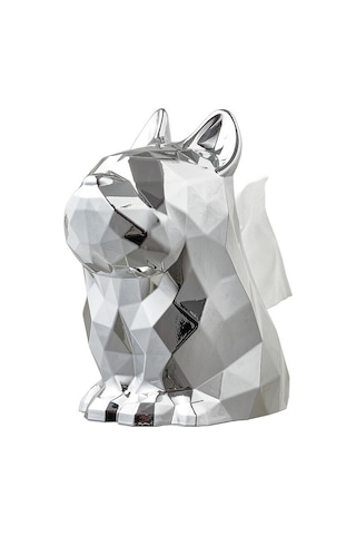 Gümüş-ışık Lüks Doku Kutuları Plastik Peçete Tutucu Fransız Bulldog Heykel Basit Gözlük Tutucular Ev Dekoratif Masa Düzenleyici