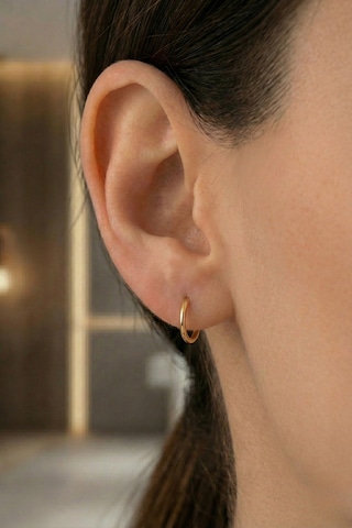 14 Ayar Altın Düz Halka Küpe Xl Sarı