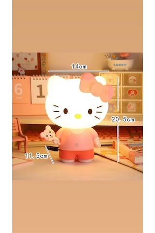 Hello Kitty Dekoratif 3 Kademeli Led Başucu Gece Lambası Çok Renkli