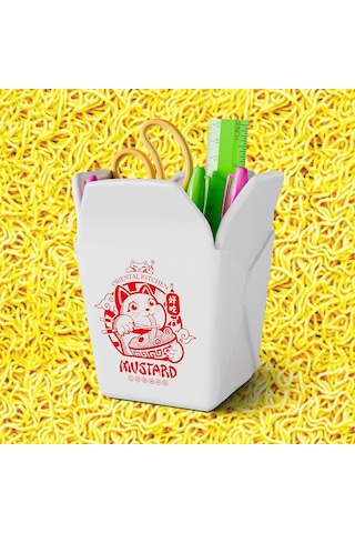 Mustard Noodle Seramik Kalemlik Beyaz