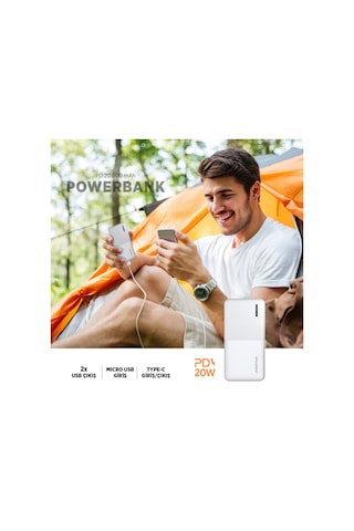 Polosmart Pbs151 Taşınabilir 20.000mah 2 Usb 1 Pd Çıkışlı 20w Powerbank Beyaz Beyaz