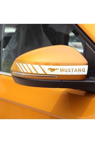Mustang Logo Arma Yan Dikiz Ayna Kapağı Şerit Oto Sticker Etiket 20 X 2 Cm