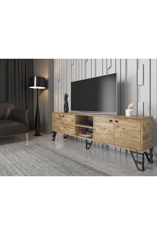 Wood'n Love Sofia 180 Cm Metal Ayaklı Tv Ünitesi - Atlantik Çam / Siyah