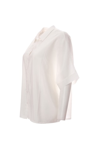 Canel Minimalist Oversize Kısa Kol Gömlek - Gömlek Yaka - Günlük Beyaz