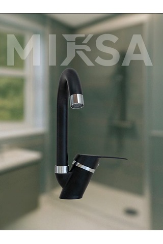 Siyah-krom Baston Borulu Banyo Lavabo Bataryası, Musluğu, Çift Su Girişli