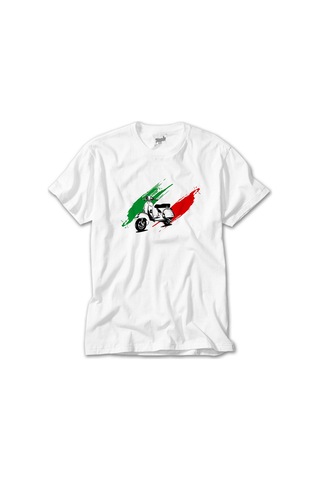 Vespa İn Italy Beyaz Tişört Beyaz