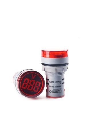 Mini Dijital Voltmetre 22mm Ac 60-500v Led Kırmızı Işık