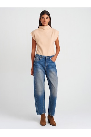 Dilvin 71729 Dikişi Dönük Denim Balon Pantolon Tint