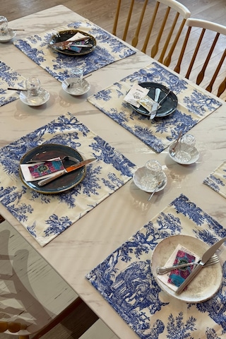 Toile De Jouy %100 Pamuk 6 Lı Amerikan Servis Seti 37x42 Cm - Zt300 Ekru