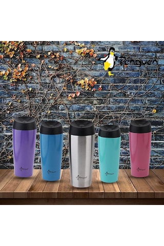 Penguen-3027 Siyah Mug Termos 400ml Siyah