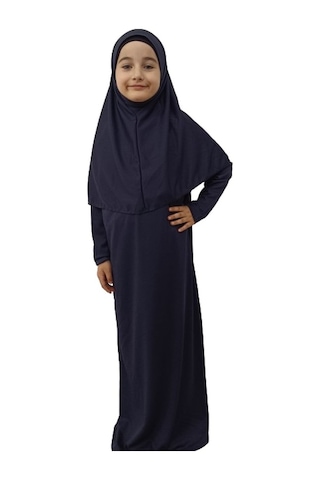 Dua İslamic Shop Kız Çocuk Tek Parça Namaz Elbisesi Lacivert