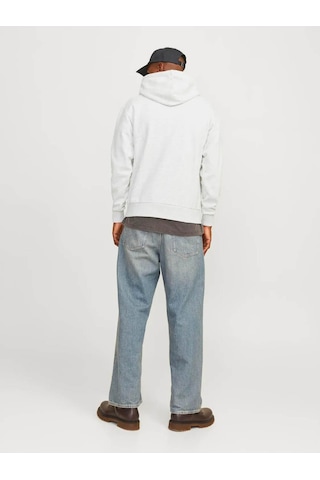 Jack & Jones Erkek Sweatshirt Beyaz 12256521 Jjecaleb Varsıty Hood Noos 25kw21000440 W21162 Beyaz
