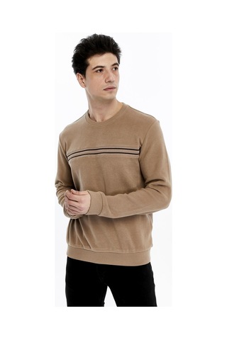 AR-MA Arma Erkek Regular Fit Selanik Kumaş Çizgi Baskılı Bisiklet Yaka Sweatshirt %65 Pamuk %35 Polyester K30124697702 Füme - Gri