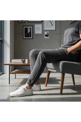 Noxly Üç İplik Jogger Lastik Paça Eşofman Altı Antrasit