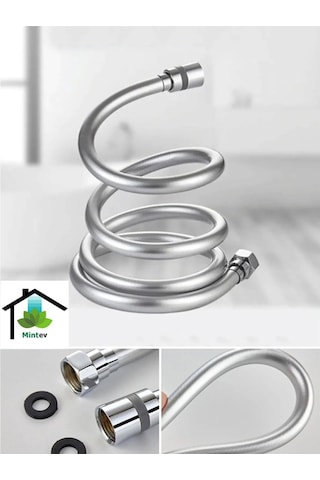Mintev Gri Pvc Malzeme Ultra Dayanıklı Kırılmaz Patlamaz Kaliteli Banyo Duş Hortumu Gri