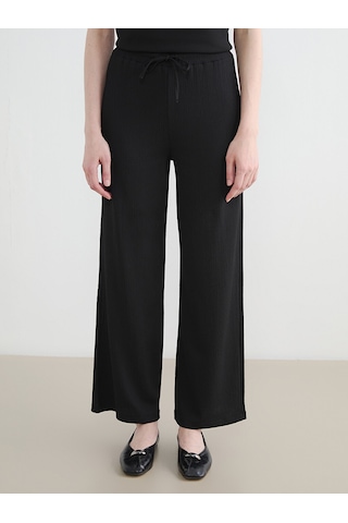 Lcw Modest Siyah Beli Lastikli Dokulu Kadın Pantolon