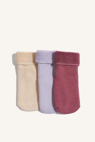 Defacto Kız Bebek Kaydırmaz Taban 3lü Pamuklu Uzun Çorap F6734a5nskr1 Çok Renkli