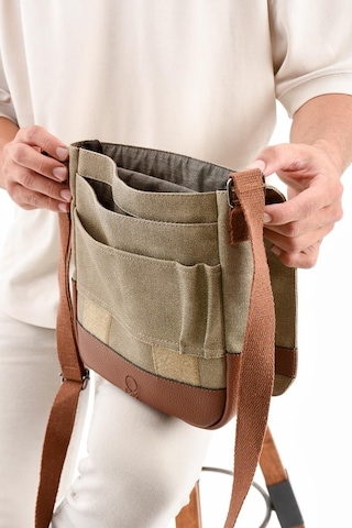 Kanvas Kumaş Tablet Çantası Erkek Postacı Çanta 27 23 Cm Çapraz Askılı Omuz Çantası Krem