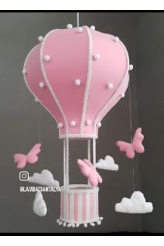 Kapadokya Balon Avize Pembe Ponponlu