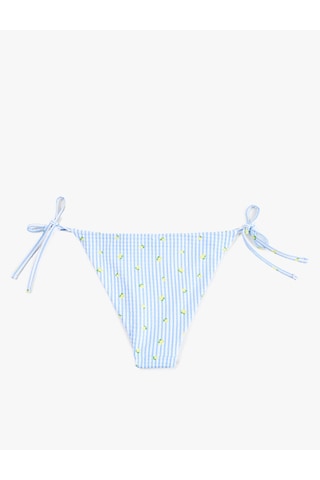 Koton Yanları İpli Limon Baskılı Pötikareli Bikini Altı Beyaz Desenli 6sak00073mm